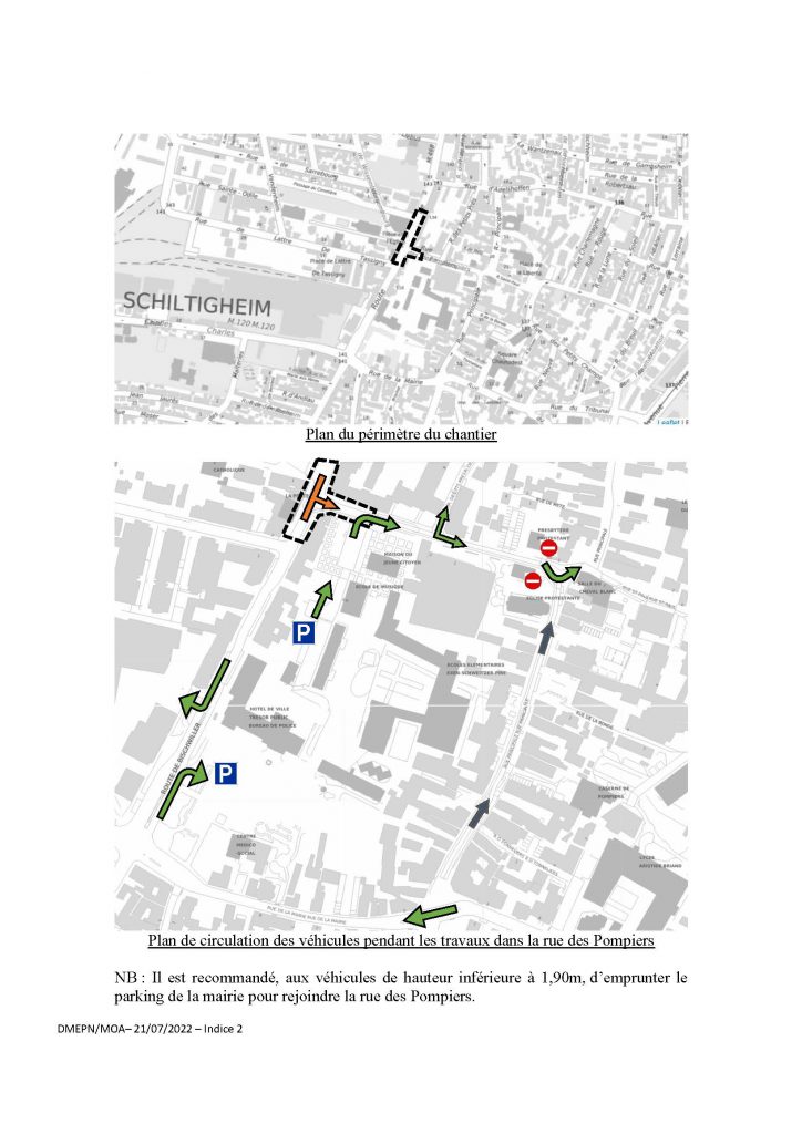 Tvx rue des pompiers - Plan de circulation