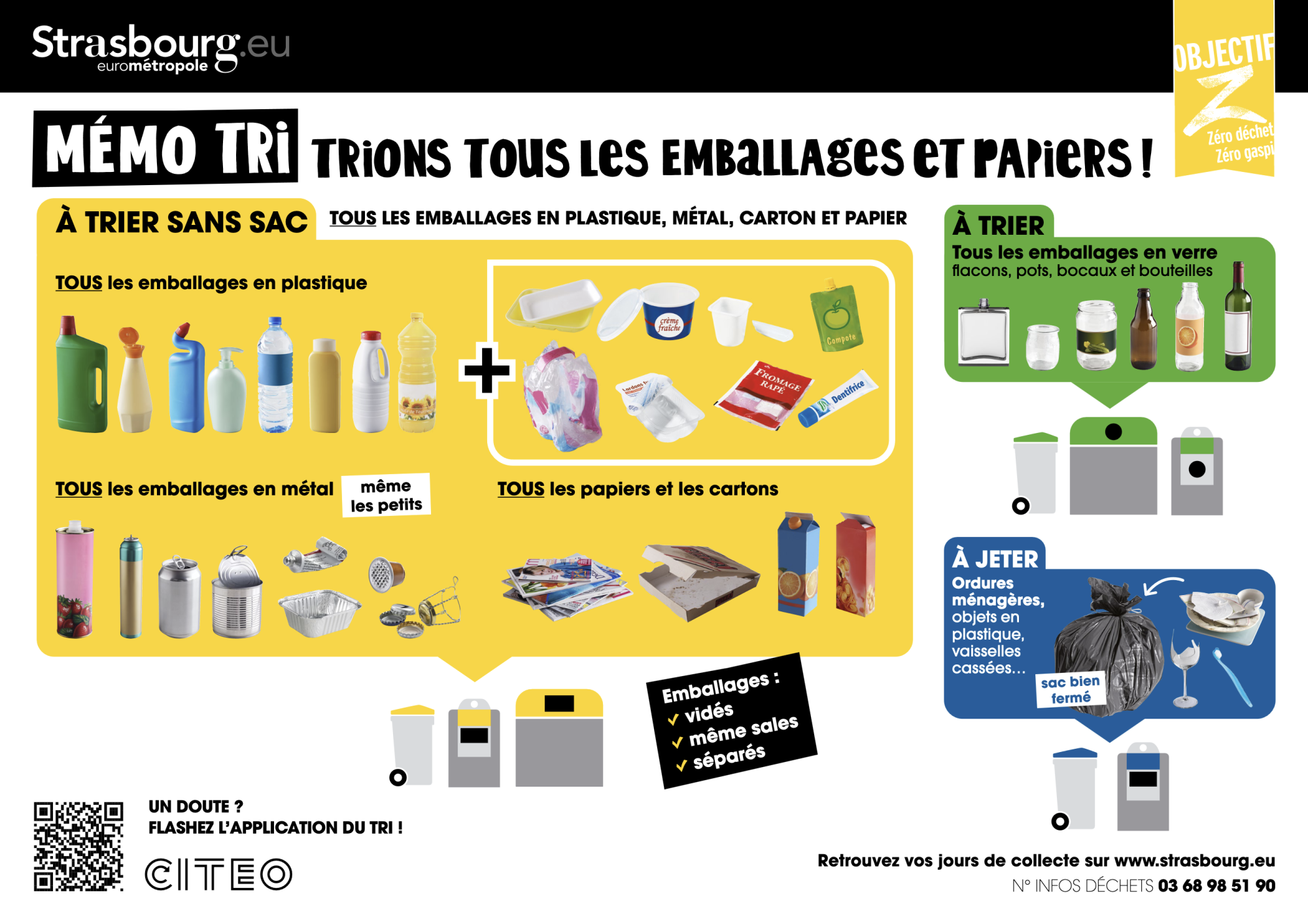 Poubelle de tri sélectif jaune 30 litres - Recyclage des déchets